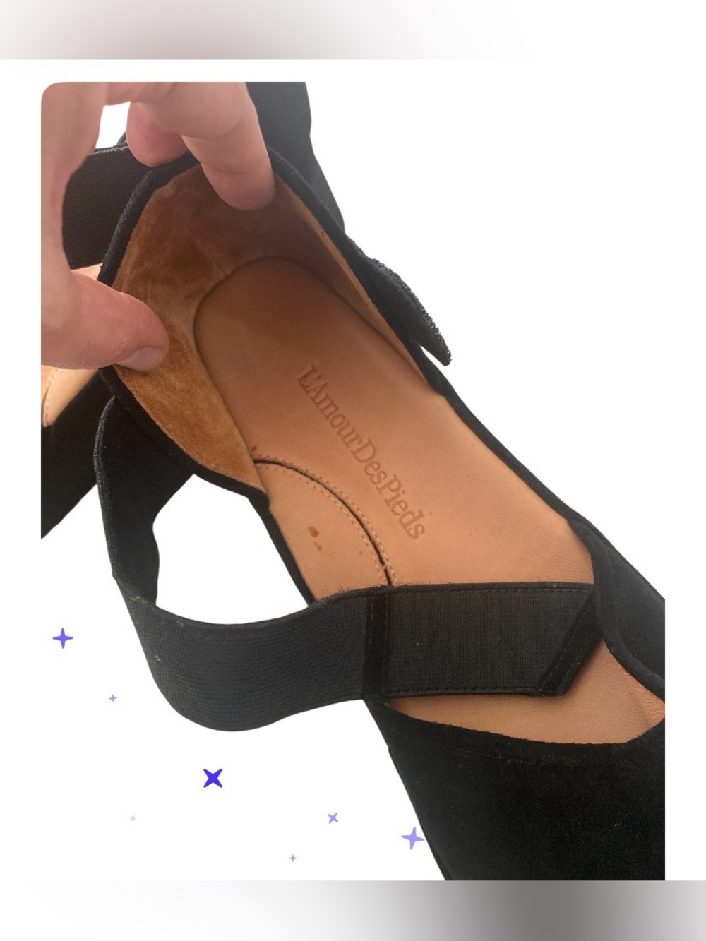 NWOT L'AMOUR DES PIEDS Amadour Platform Sandal Black Suede Leather size 9.5 - Picture 4 of 9